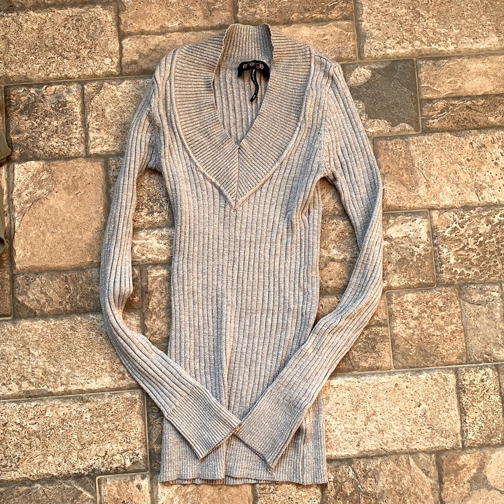 Sparkly Silver V-Neck Sweater